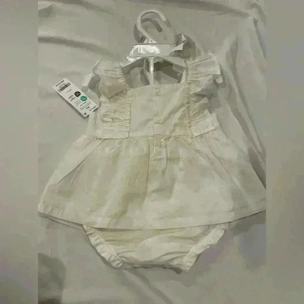 Carter’s Infant Girls Size 9 Months Dress with Diaper Cover Headband NWT Cream